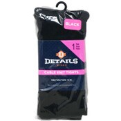 Wholesale - 1pk BLACK DETAILS CABLE KNIT TIGHTS SIZE 14-18, UPC: 701570791465
